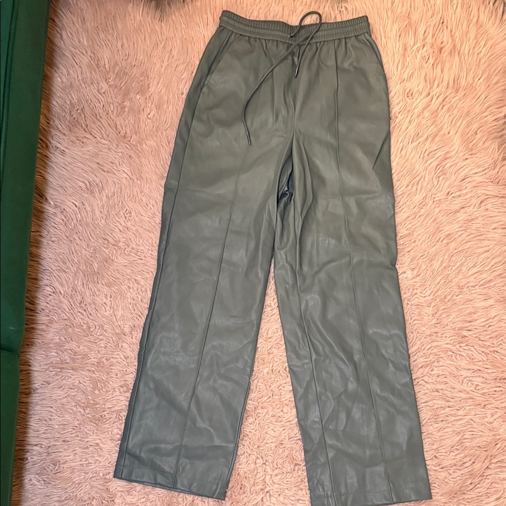 Topshop women’s Gray / teal faux leather Pants